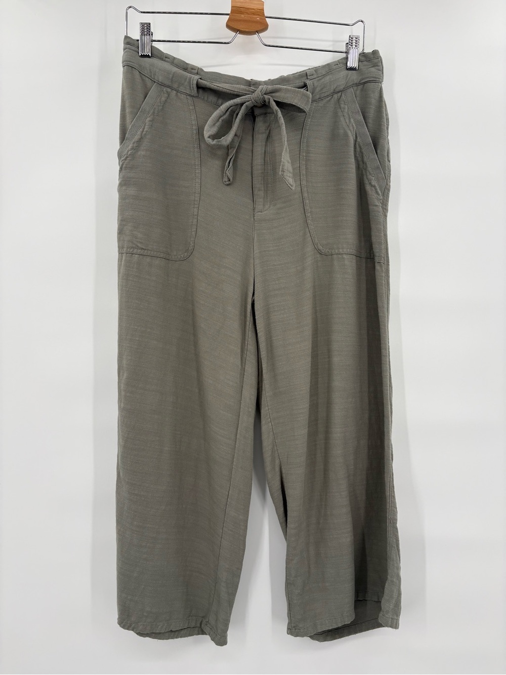 Democracy Olive Sage Wide-Leg Drawstring Pants Size 12
